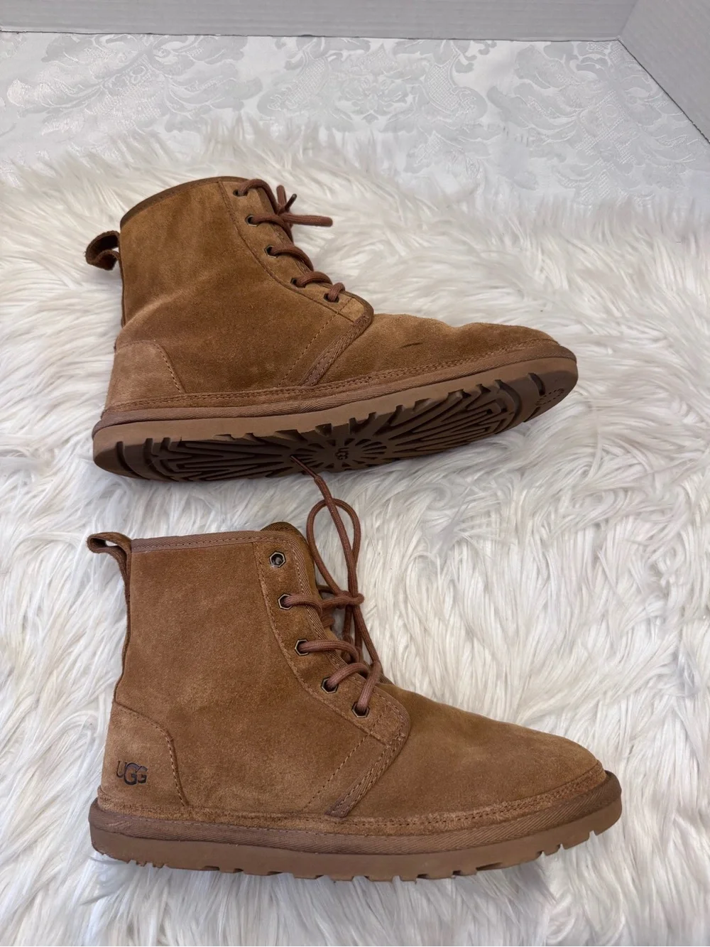 Ugg Harkley Mid Top Fleece Wool Lined Brown Casual Boots Men’s Size 8